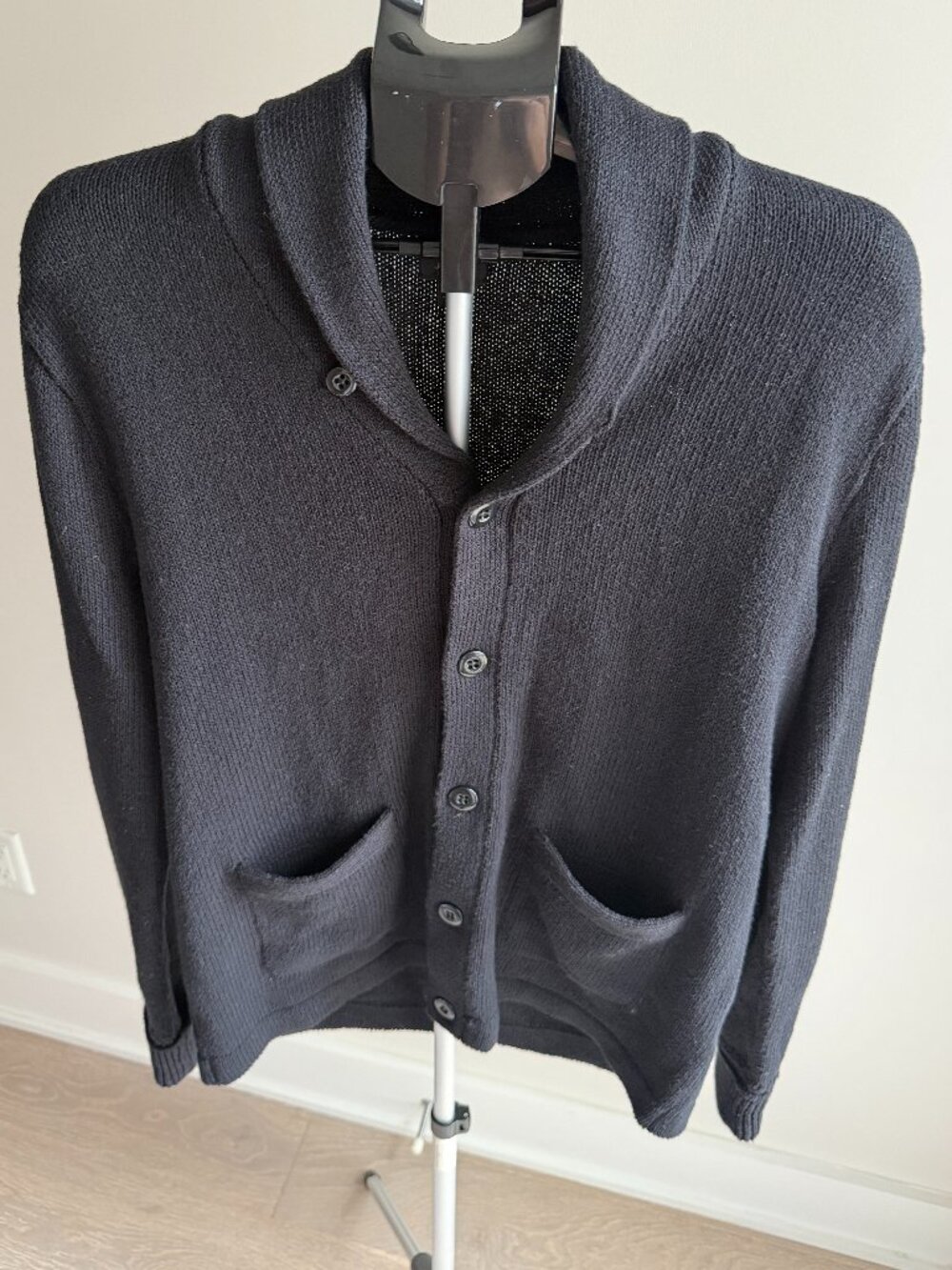 J. Crew Black Cotton Shawl-Collar Cardigan (Medium)